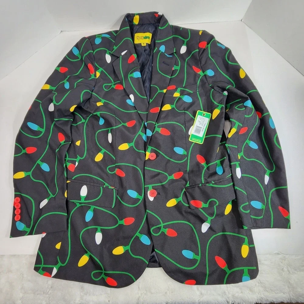 Tipsy Elves Tangle Wrangler Christmas Lights Blazer Black Muli Color Size 36 NWT